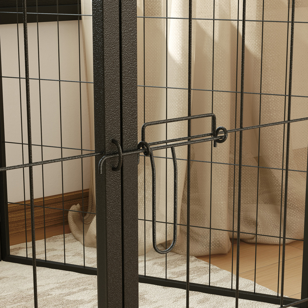 PawHut Grey 6 Panel Steel Dog Playpen with Door 100cm Image 4
