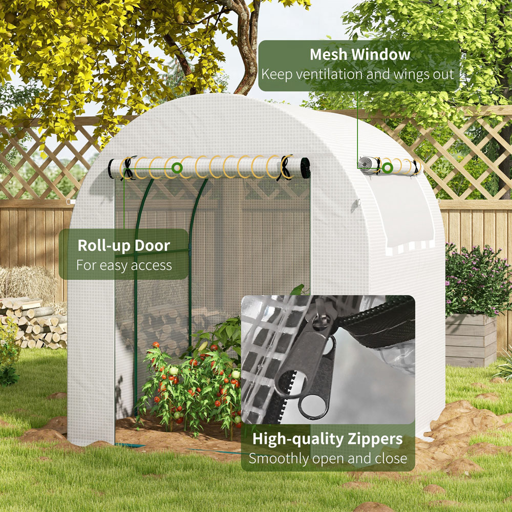 Outsunny White PE Cover 6 x 6ft Walk in Polytunnel Greenhouse Image 6