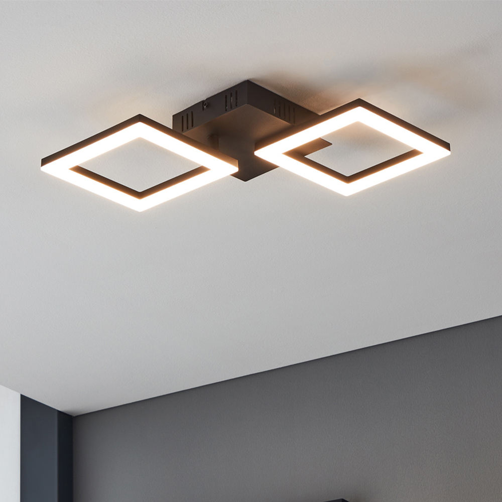 EGLO Paranday-Z Black Smart Control Colour Changing Ceiling Light 47cm Image 2