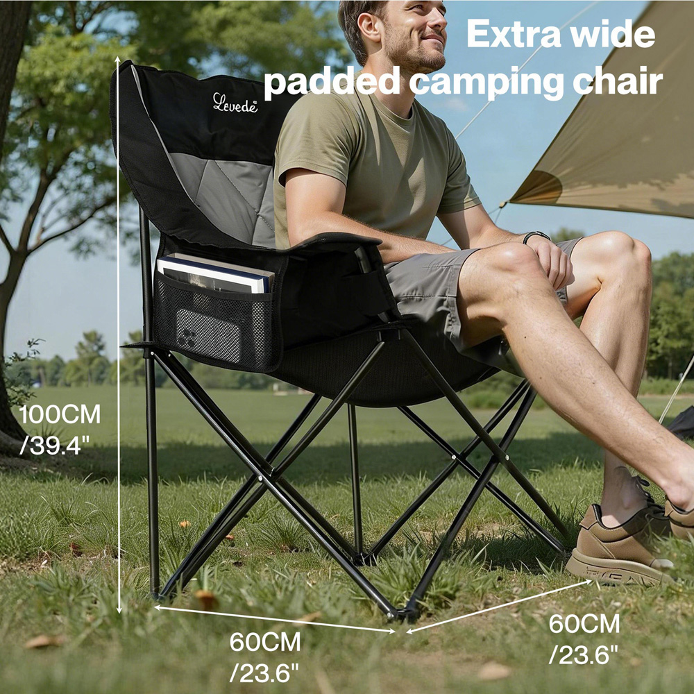 Levede Oversized Foldable Camping Chair with Cooler Bag Cup Holder Image 8