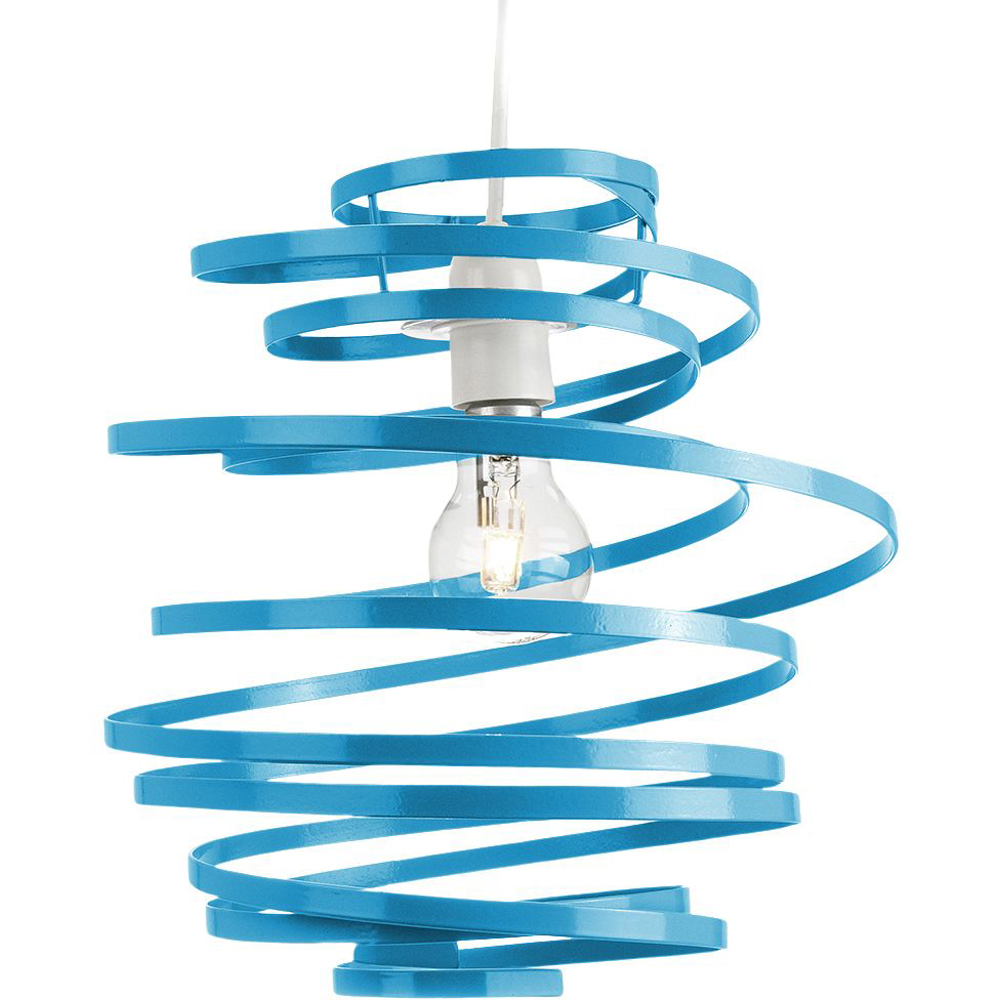 Happy Homewares Teal Gloss Metal Ribbon Swirl Ceiling Light Pendant Image 2