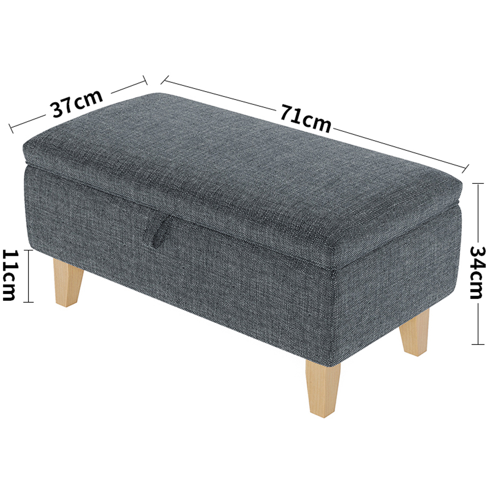 Living and Home Dark Grey Linen Upholstered Storage Ottoman Image 9