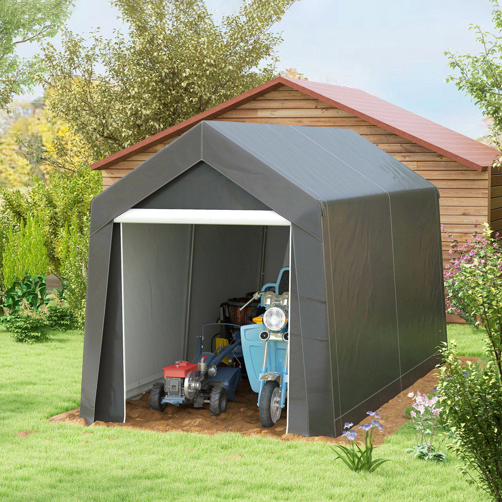 Outsunny 6.88 x 11.81ft Dark Grey Portable Shed Image 2