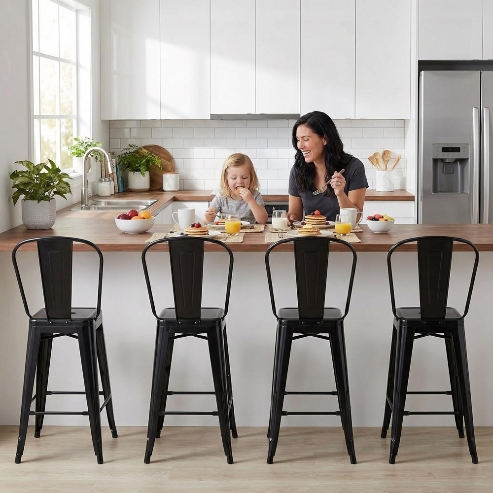 FWStyle Black Gloss Metal Bar Chair 4 Pack Image 5