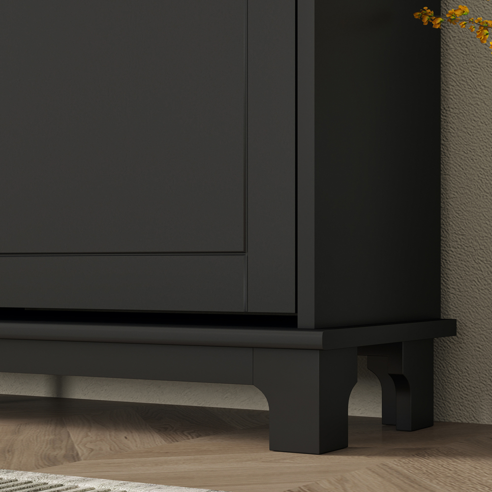 HOMCOM 4 Flip Down Drawer Black Narrow Shoe Cabinet Image 3