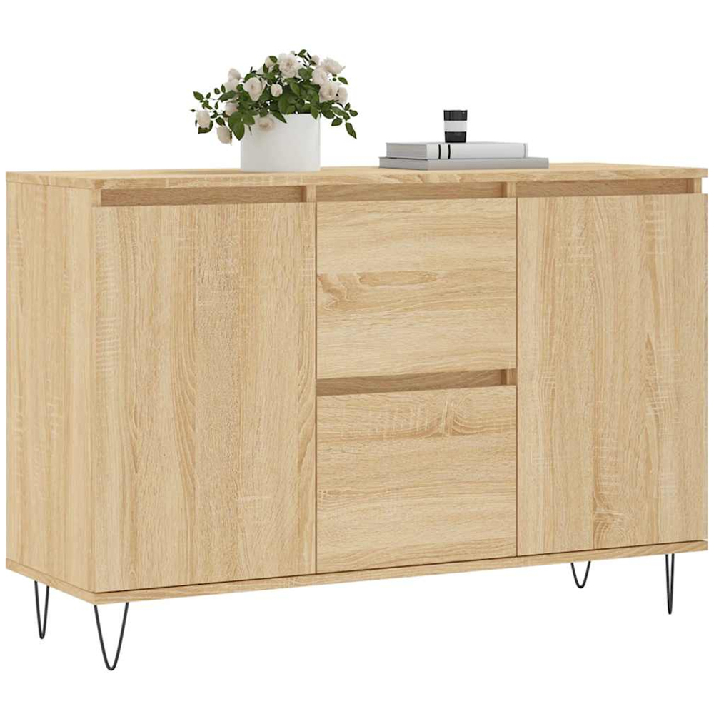 vidaXL 2 Door 2 Drawer Sonoma Oak Sideboard Image 3