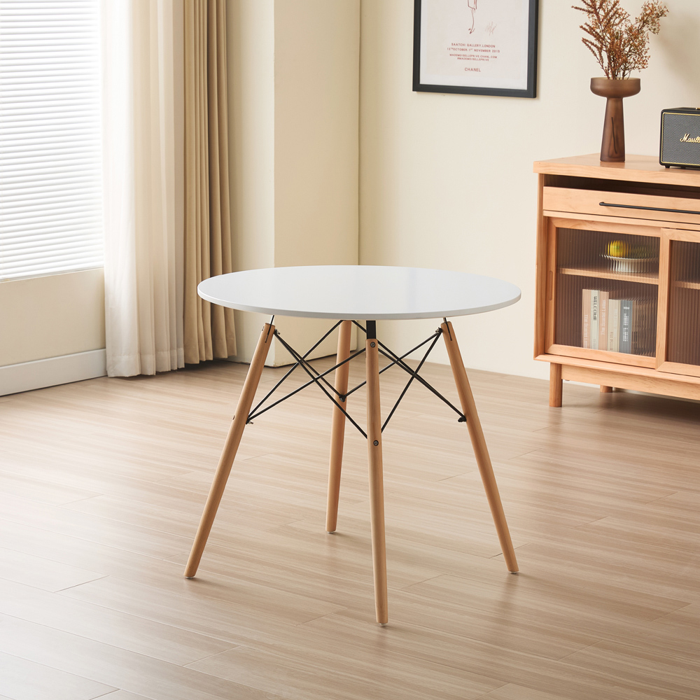 Comfy Living 4 Seater Round Dining Set White and Grey Image 7