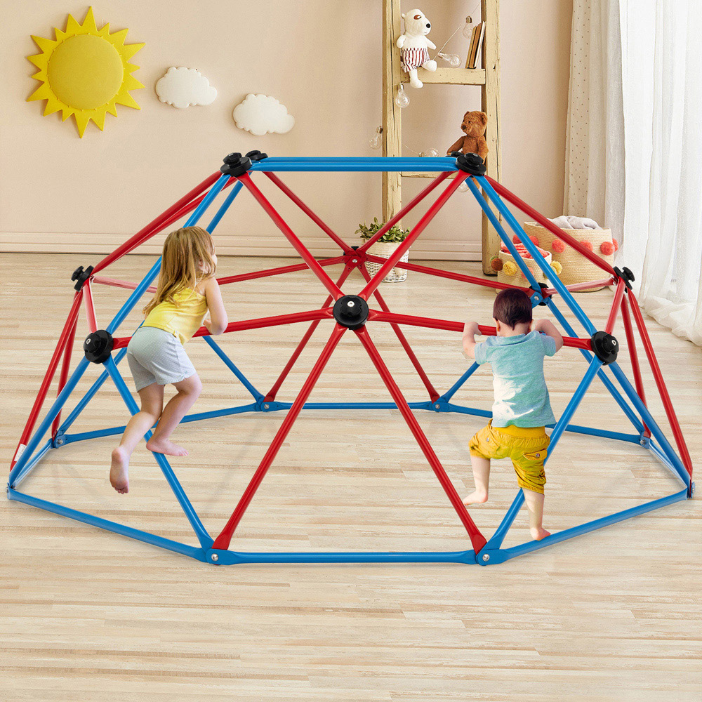 Costway Blue and Red Kids Geometric Dome Climber 6ft Image 2