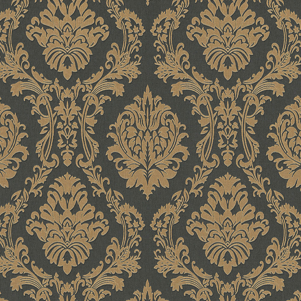 Erismann Decadent Damask Textured Black Vinyl Wallpaper Image 1