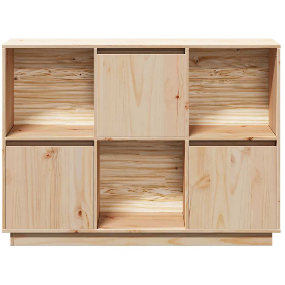 vidaXL 3 Door 3 Shelf Natural Solid Pine Wood Wide Sideboard Image 6