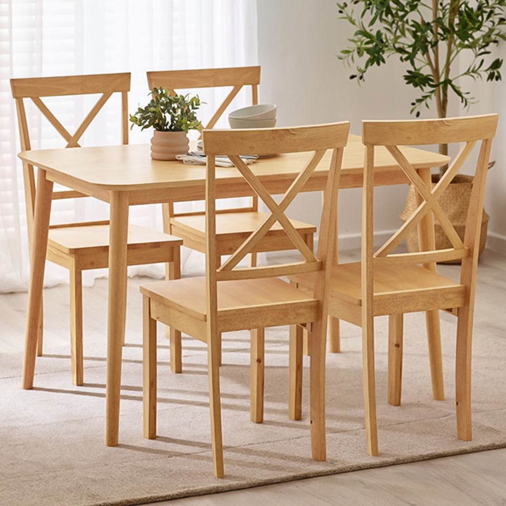 Furniturebox Lymington Marros 4 Seater Wooden Dining Set Oak Effect Image 1
