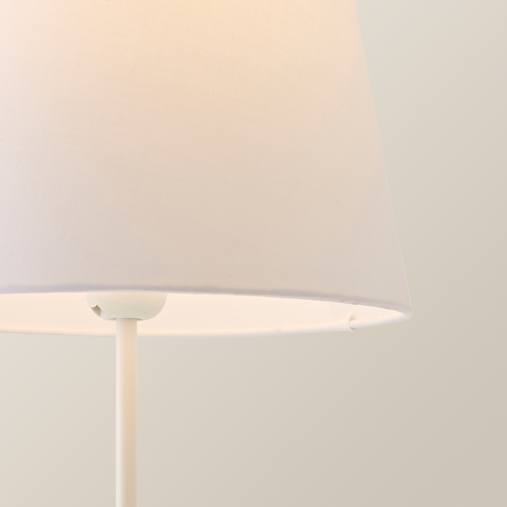 ValueLights Charlie Tapered Shade White Table Lamp and Bulb Image 3