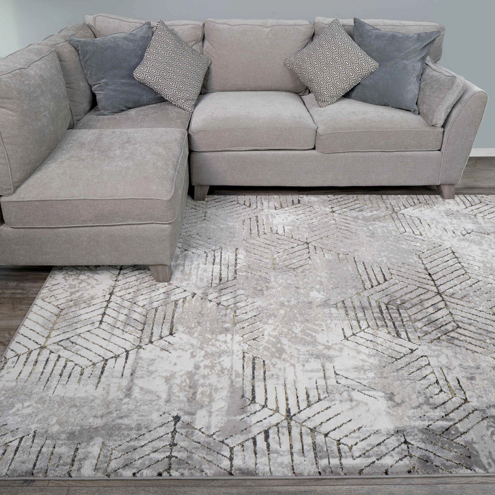 Kukoon Hatton Busby Gold Abstract Rug 120 x 170cm Image 1