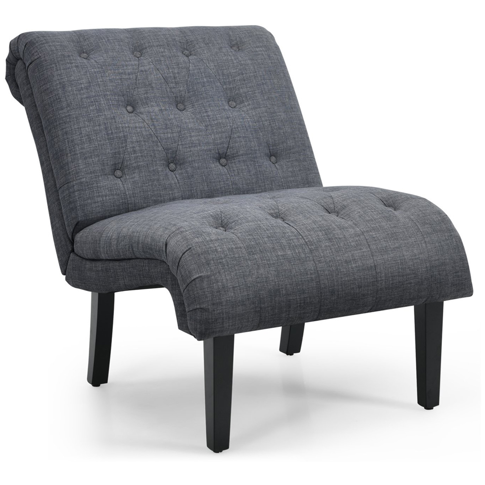 Costway Dark Grey Button Tufted Linen Accent Chair Image 2
