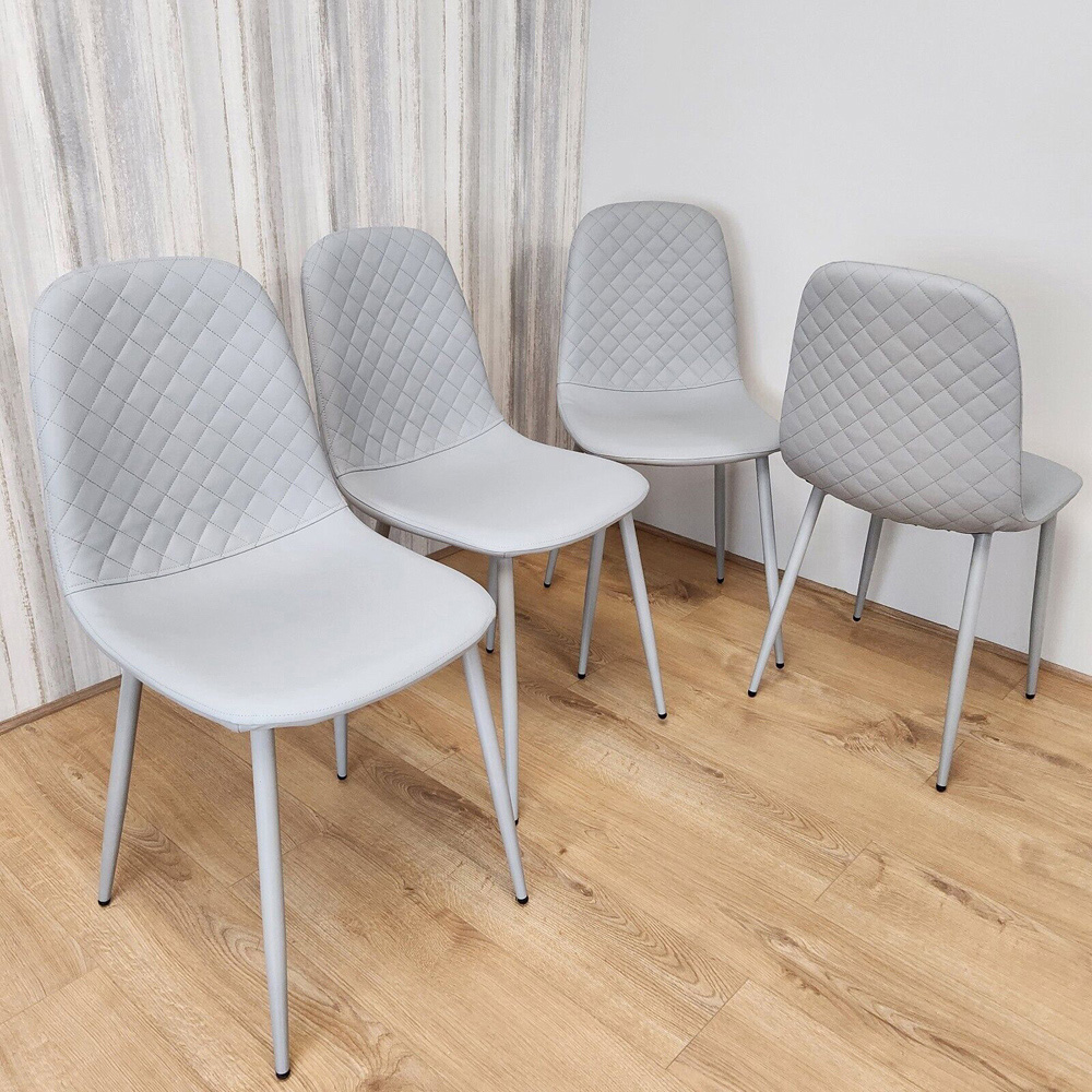 Denver Set of 4 Grey Leather Dining Chairs Image 1