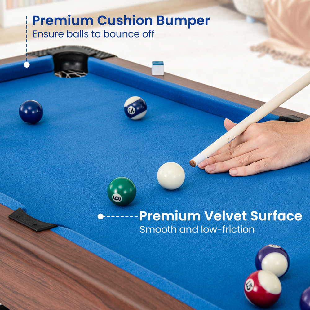 Costway Blue Wooden Pool Table Image 5