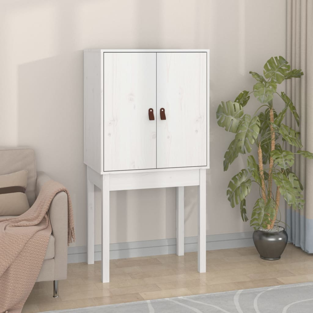 vidaXL 2 Door White Pine Wood Highboard Image 7