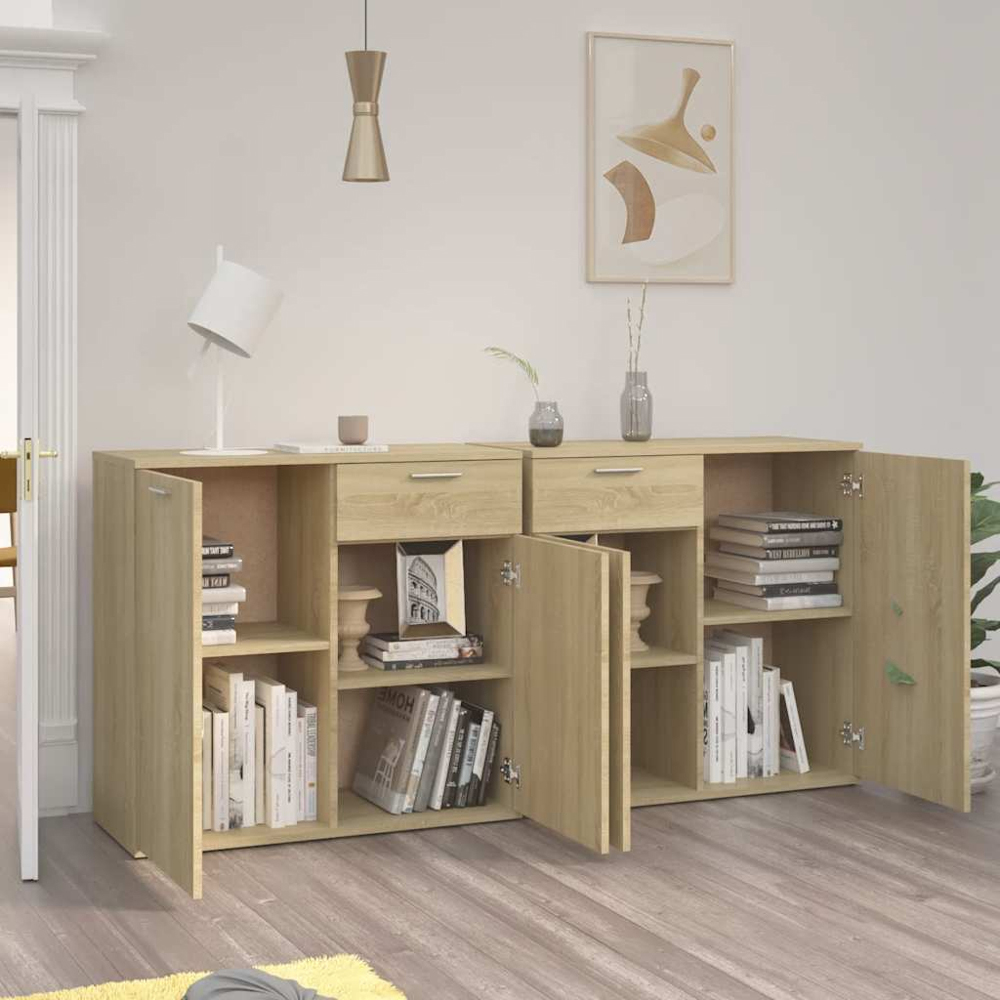 vidaXL 4 Door 2 Drawer Sonoma Oak Sideboard Image 3
