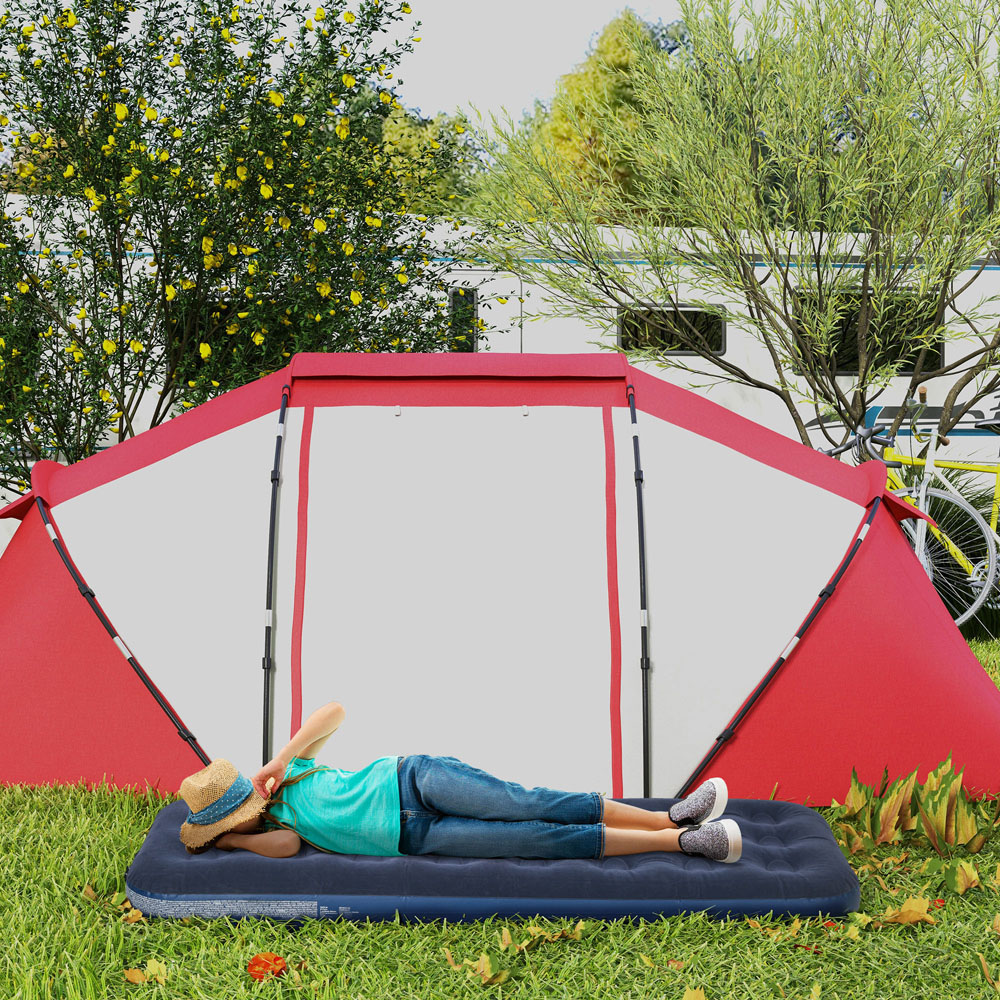 Outsunny Single Blue Portable Inflatable Camping Bed with Flocked Surface Image 2