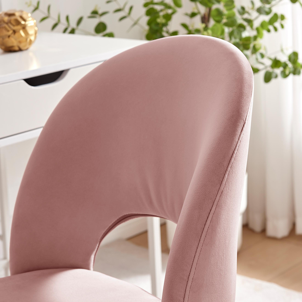 Furniturebox Courtez Pink Velvet and Silver Office Chair Image 4