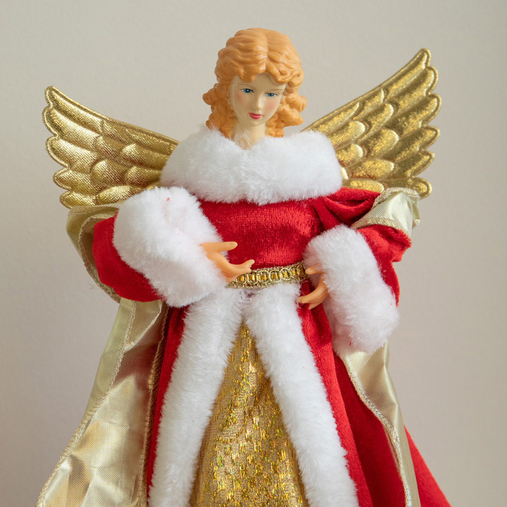 Samuel Alexander Traditional Gold and Red Angel Christmas Tree Topper 30cm Image 4