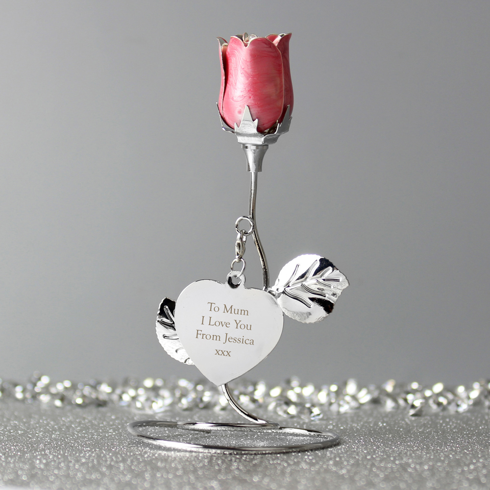 Personalised Memento Personalised Free Text Pink Rose Bud Ornament Image 4