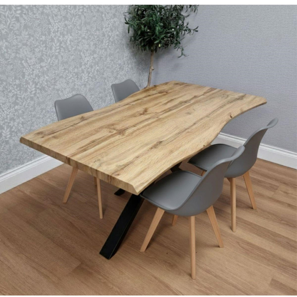 Portland 4 Seater Faux Leather Plastic Wooden Dining Set Grey Image 2