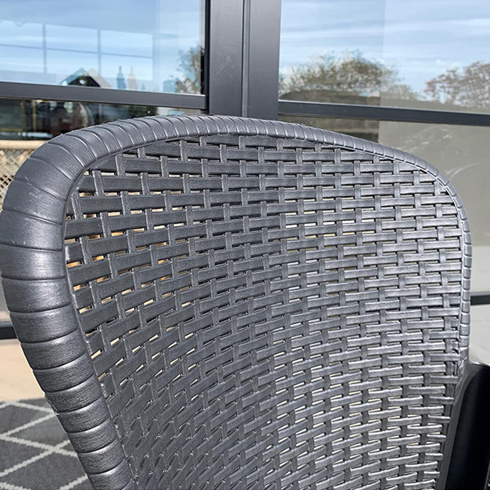 Outdoor Living Folia 2 Seater Rattan Effect Bistro Set Grey Image 7