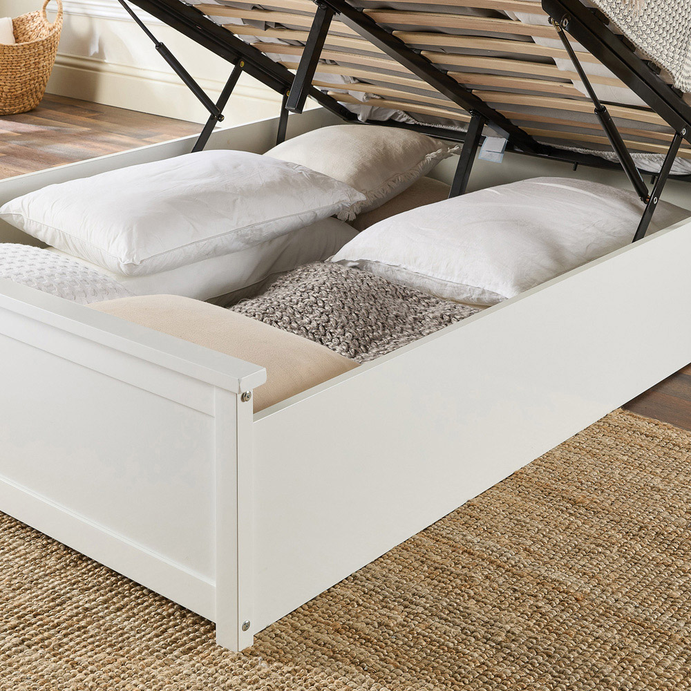 Aspire Furniture Double White Wooden Ottoman Bed Image 4