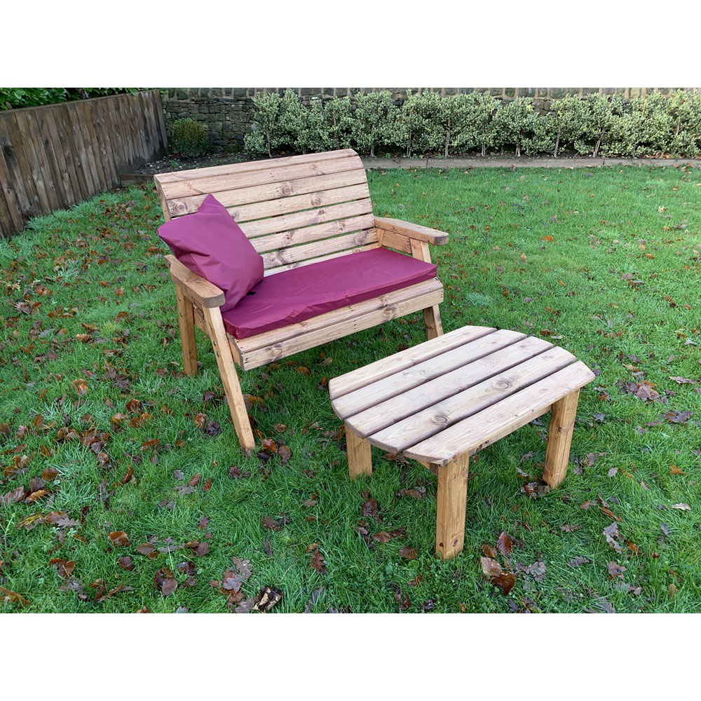 Charles Taylor 2 Seater Deluxe Bench Set with Red Cushions Image 4