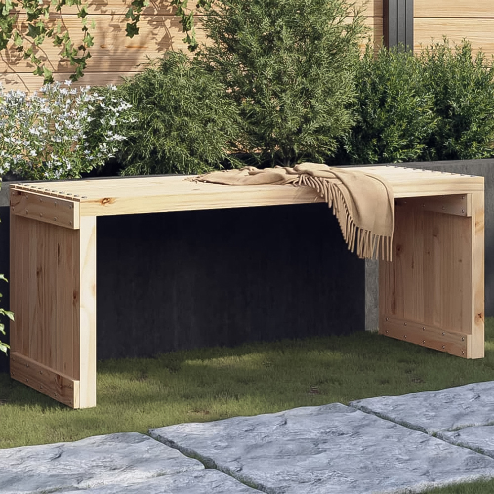 vidaXL Brown Solid Pine Wood Extendable Garden Bench Image 1