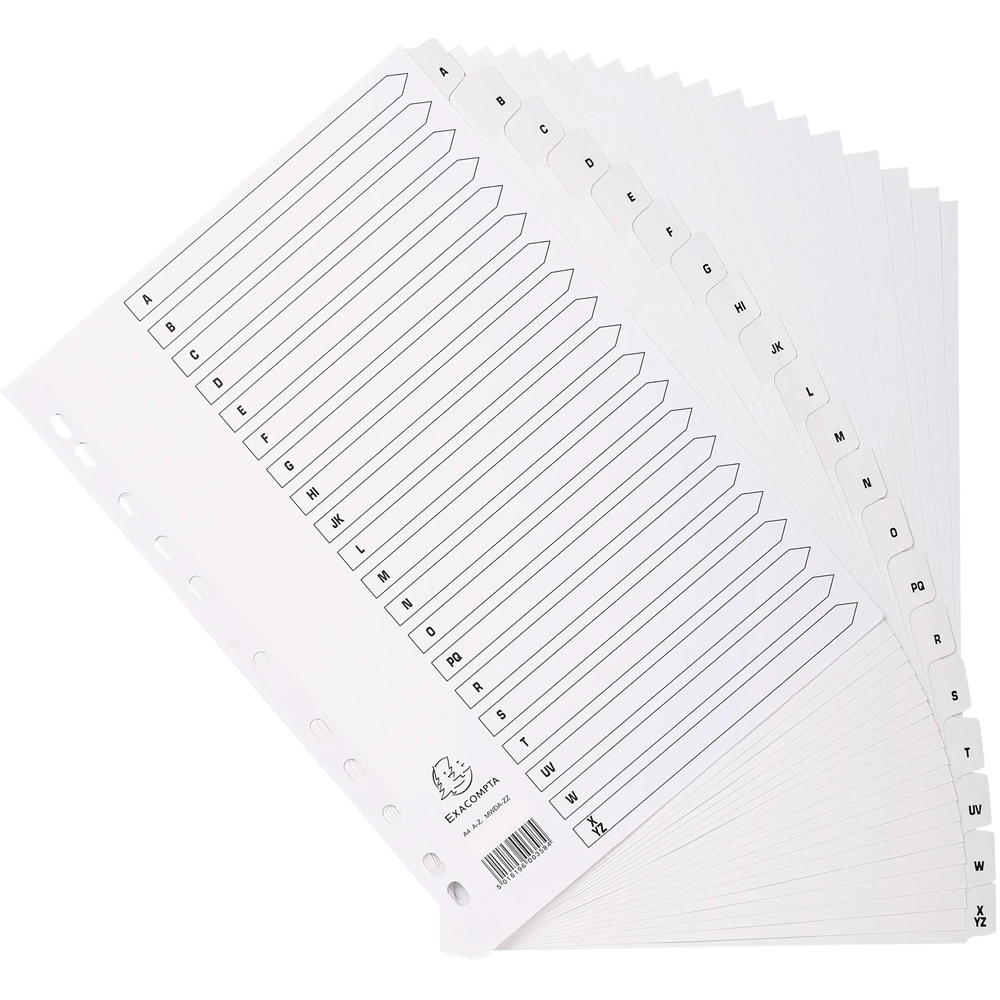 Exacompta A4 White Mylar A-Z Indexed Divider 10 Pack Image 2