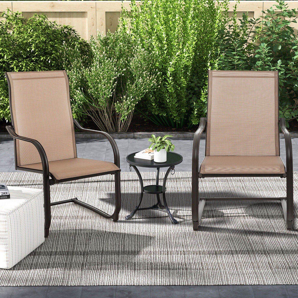 Costway Set of 2 Coffee Garden Dining Chair Image 1