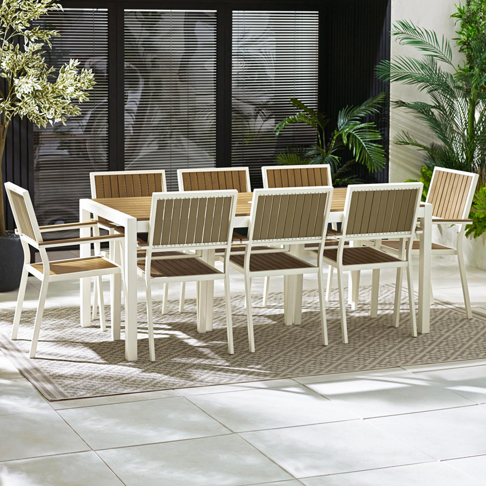 Furniturebox Bermuda 8 Seater Wooden Outdoor Dining Set White Image 1