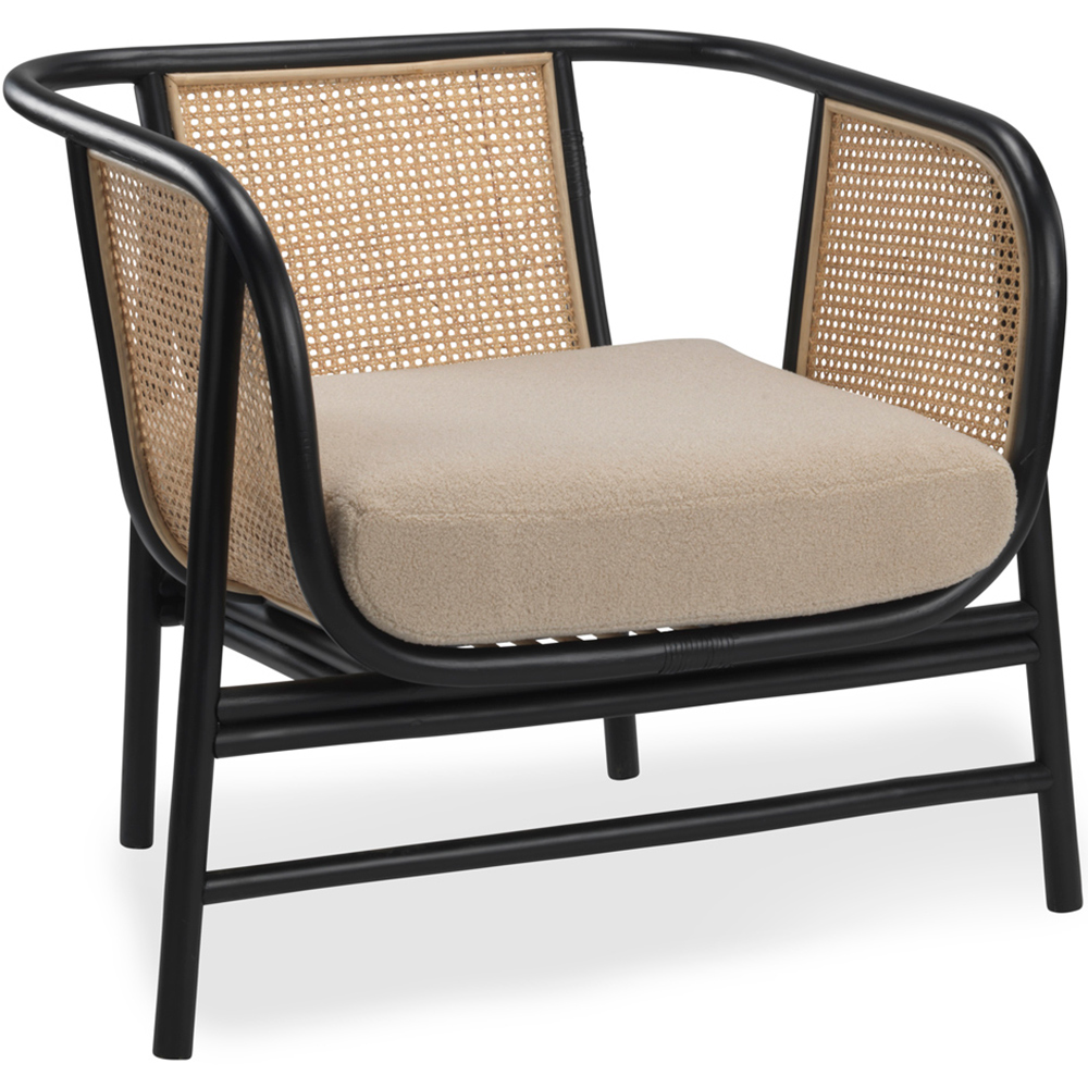 Desser Seoul Black Boucle Latte Rattan Indoor Chair Image 2