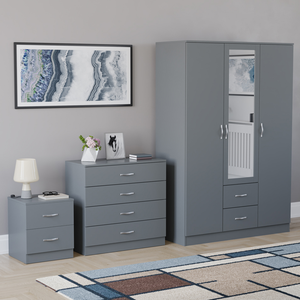 VIDA DESIGNS Riano Grey 3 Piece Bedroom Furniture Set Image 1