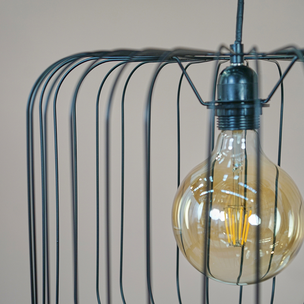 ValueLights Ridgway Matt Black Metal Wire Pendant Lamp Shade Image 3