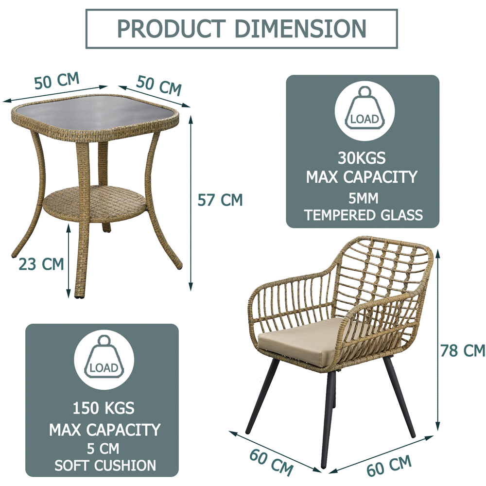 Furniture One 2 Seater Rattan Garden Lounge Set Image 7
