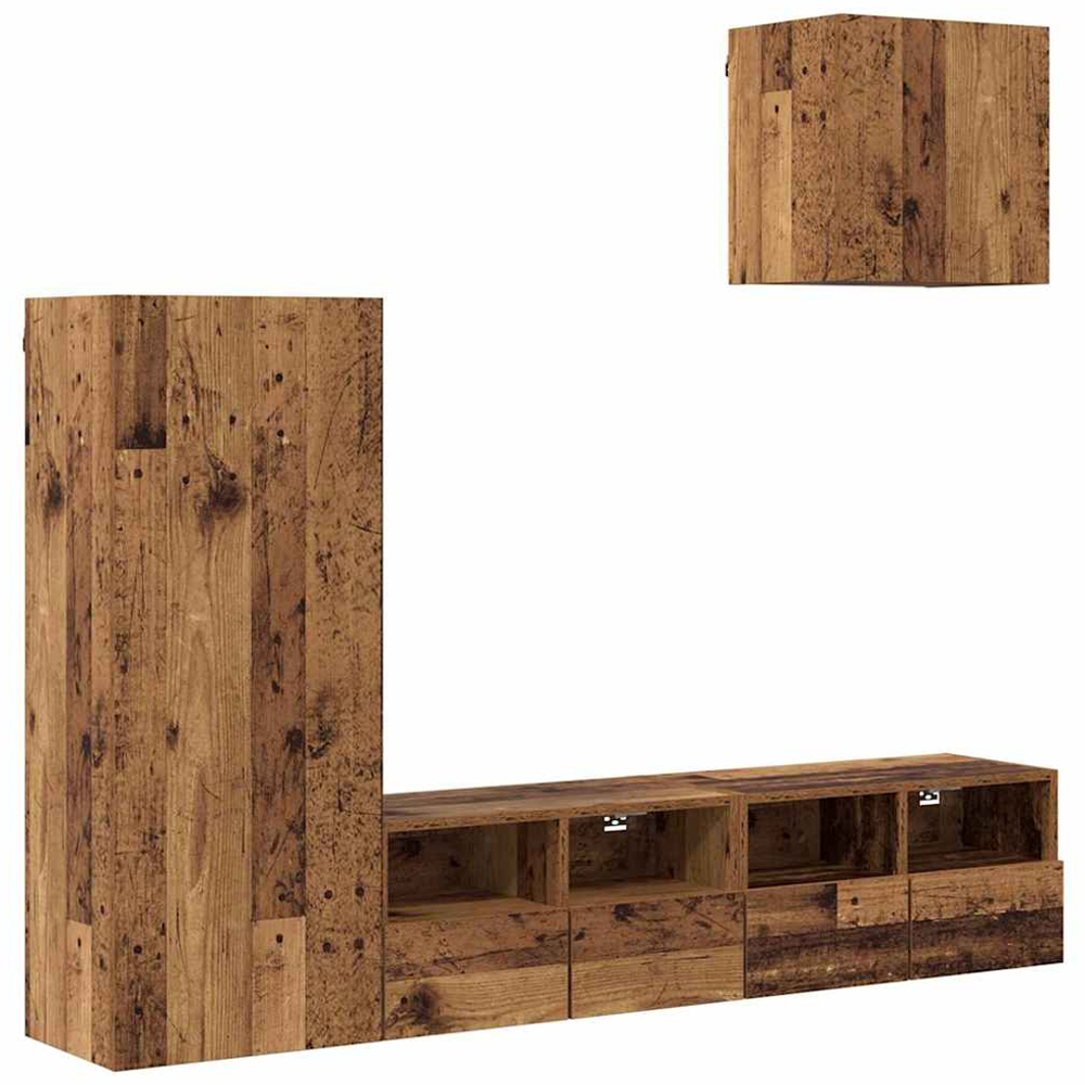 vidaXL 4 Door Old Wood Wall Mounted TV Unit Image 2