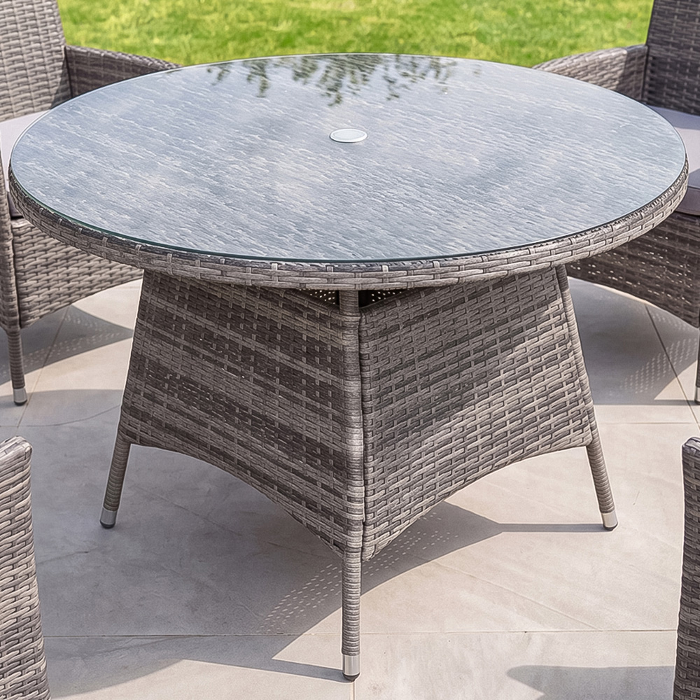 Charles Bentley Rattan 4 Seater Dining Table Grey Image 1