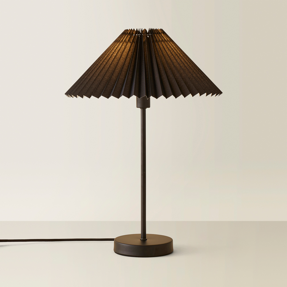 ValueLights Akira Black Pleated Shade LED Table Lamp Image 5