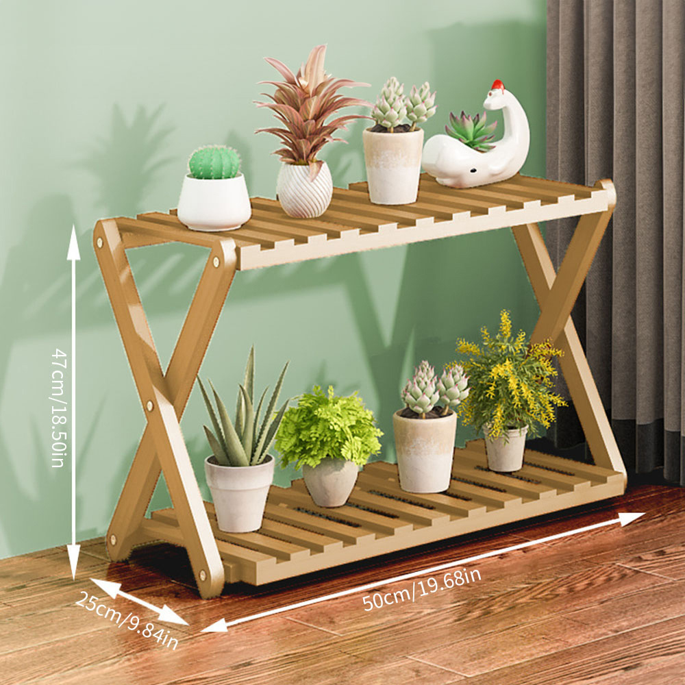 Living and Home 2 Shelf Bamboo Storage Shelf Image 7