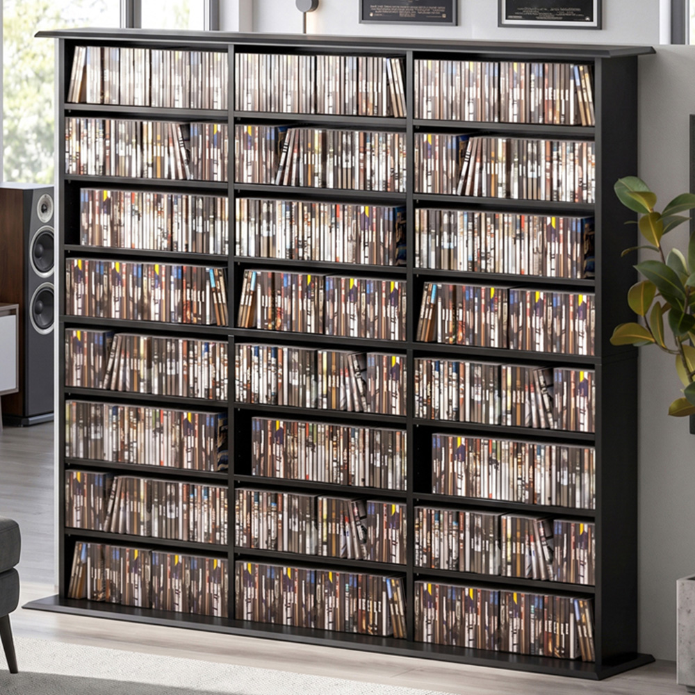 HOMCOM 24 Shelf Black DVD Storage Unit Image 1