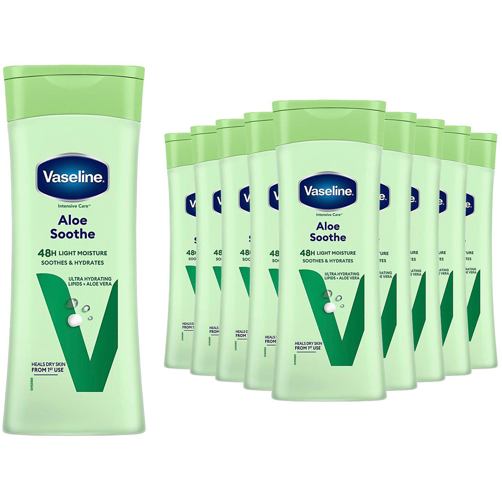 Vaseline Intensive Care 48H Light Moisture Aloe Soothe Body Lotion 400ml 10 Pack Image 1