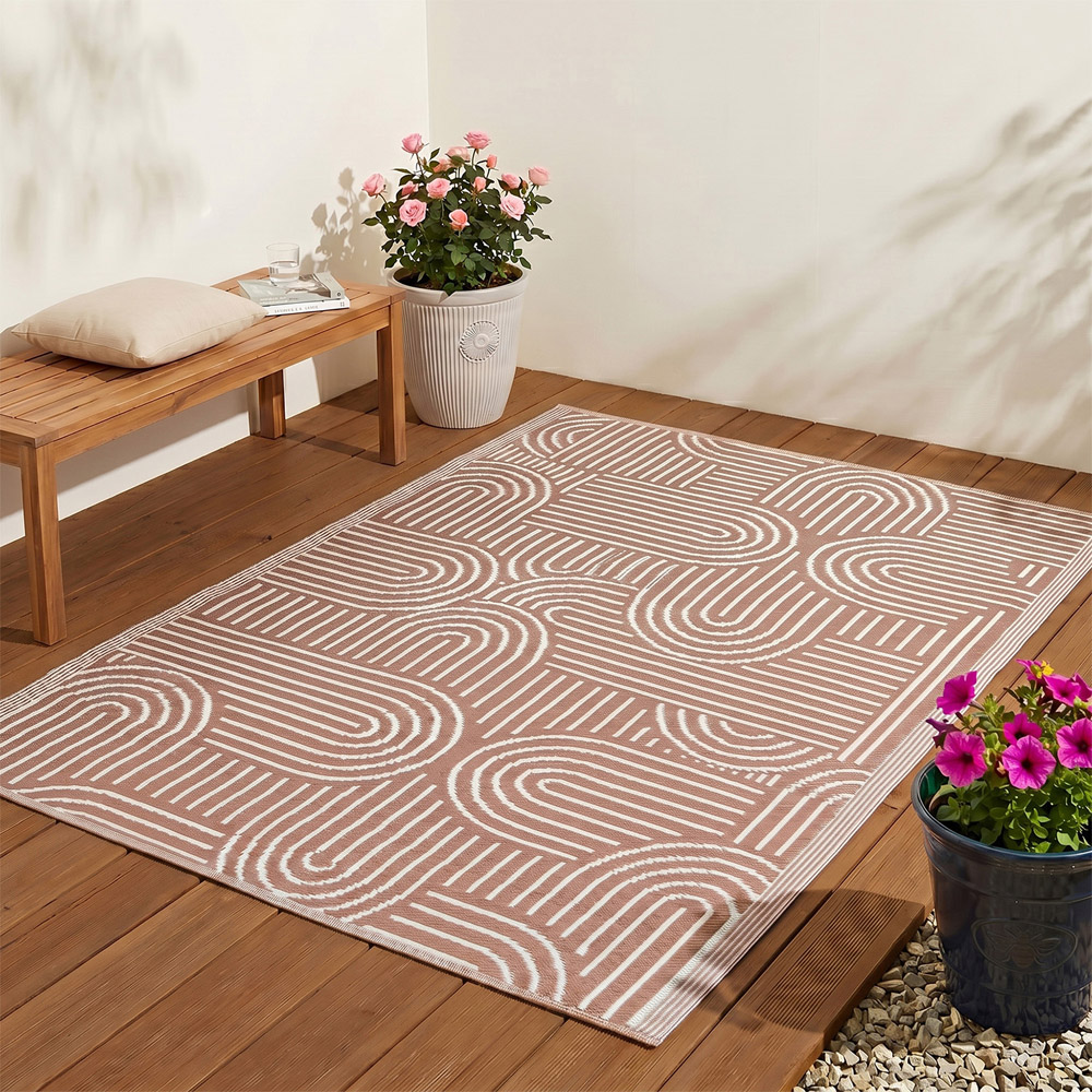 Jack Stonehouse Rust Red Arch Waterproof Anti-Slip Outdoor Rug 120 x 180cm Image 2