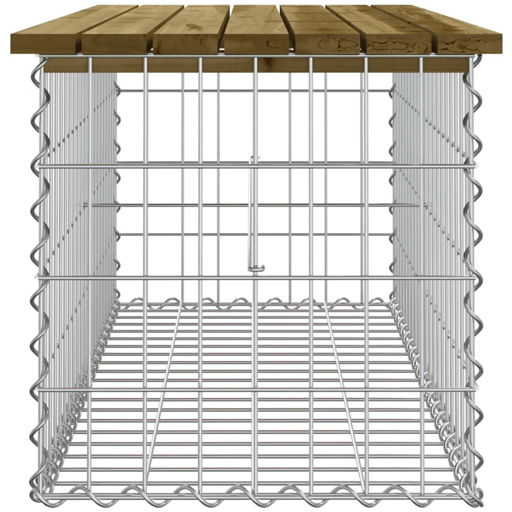 vidaXL Brown Solid Impregnated Pine Wood Gabion Design Garden Bench 103 x 44 x 42cm Image 3