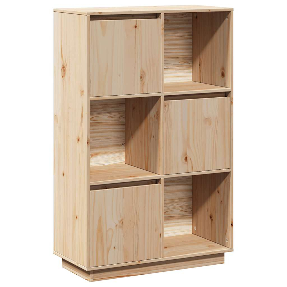 vidaXL 3 Door 3 Shelf Natural Solid Pine Wood Highboard Image 2