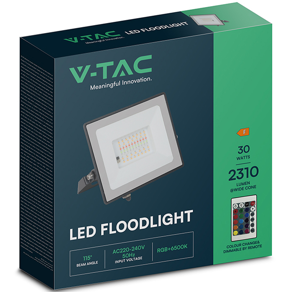 V-TAC 30W RBG and White LED Colour Changing Floodlight Image 3