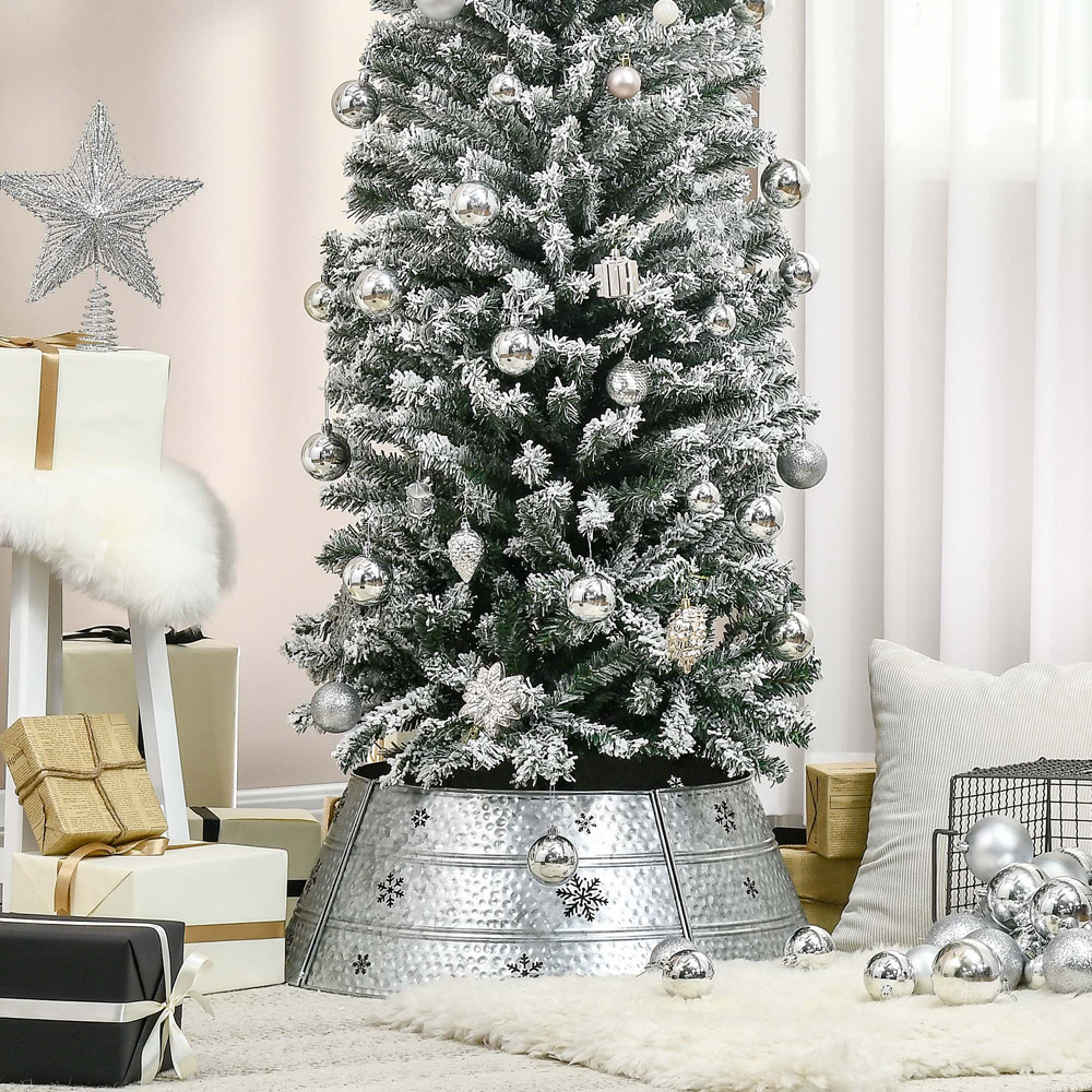 Everglow Silver Hollow Snowflake Pattern Christmas Tree Collar 66cm Image 2