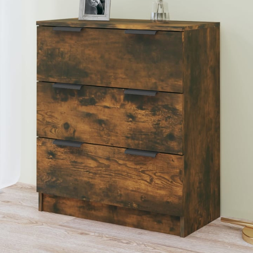 vidaXL 3 Drawer Smoked Oak Sideboard Image 1